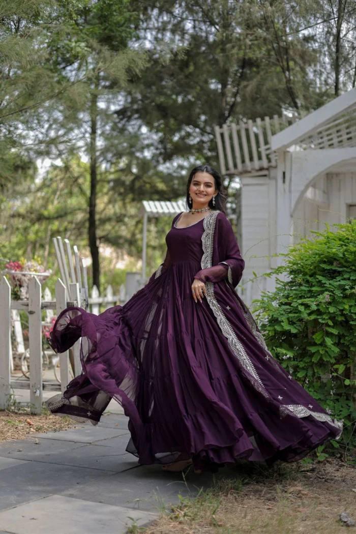 DC G38 Georgette Full Sleeve Gown With Dupatta Wholesale Price In Surat